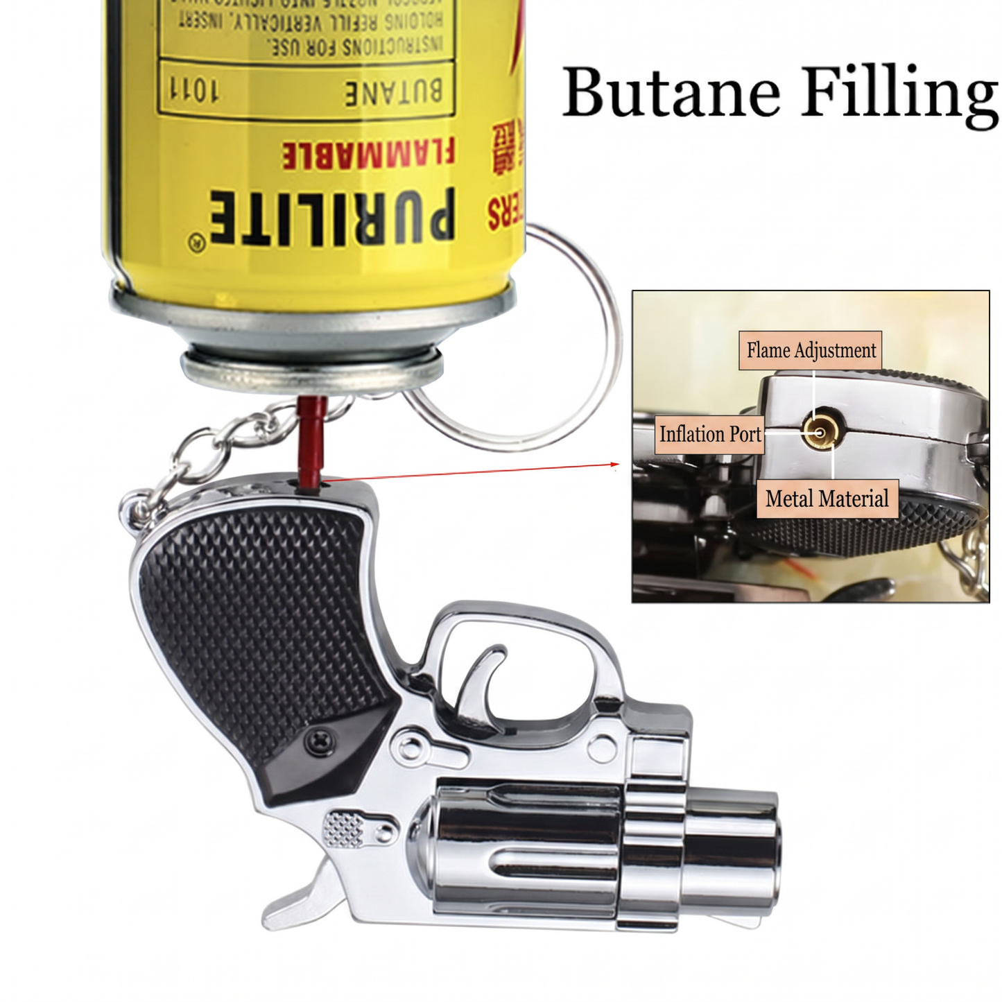 Revolver Torch Lighter with Keychain